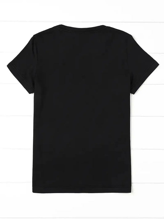 Birthday Queen Print Crew Neck T-Shirt, Casual Short Sleeve T-Shirt For Spring & Summer, Women's Clothing