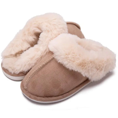 Solid Color Fluffy Home Warm Slippers, Soft Sole Platform Plush Lined Shoes, Backless Non-slip Mute Shoes