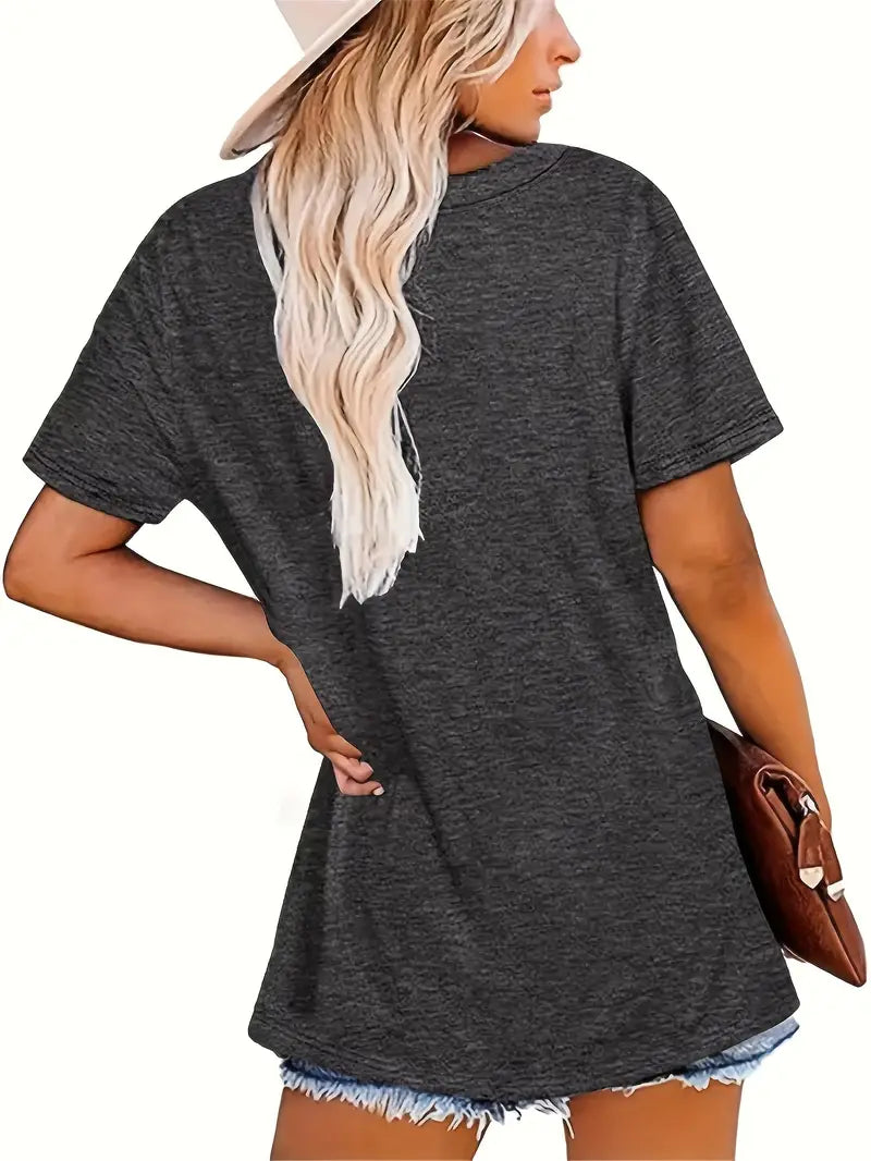 Women's Dog & Letter Print T-Shirt - Casual Short Sleeve Top for Spring & Summer