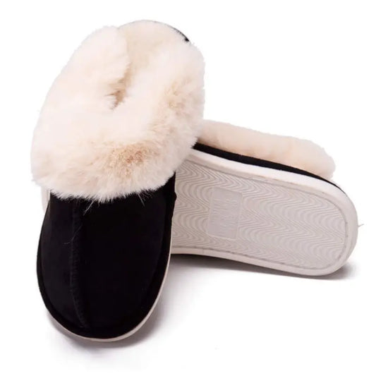 Solid Color Fluffy Home Warm Slippers, Soft Sole Platform Plush Lined Shoes, Backless Non-slip Mute Shoes